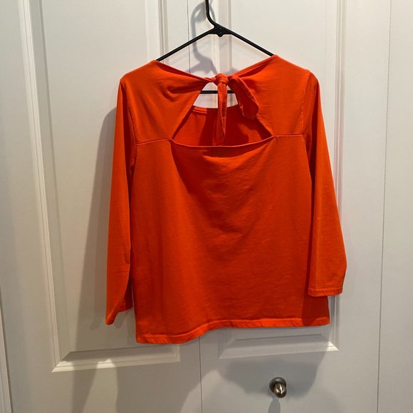 J Crew Orange Keyhole Tie Back Cotton Top Size Medium - Picture 2 of 8